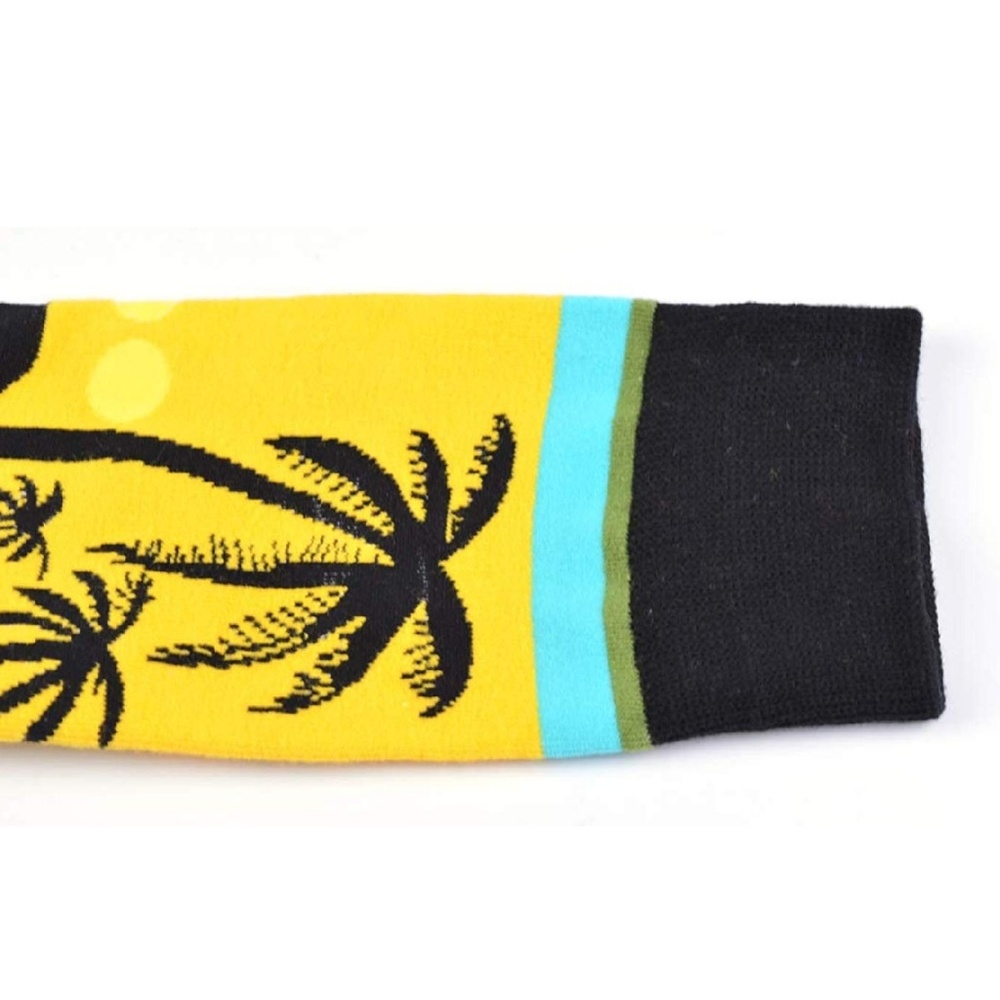 Mens Novelty Palm Trees Cotton Blend Crew Socks - Picture 2 of 4